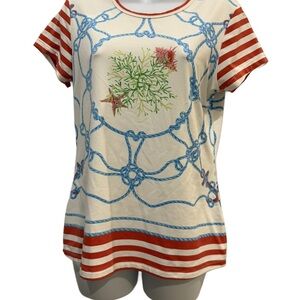 J McLaughlin Nautical Rope Print Catalina Cloth Women's Top M/L